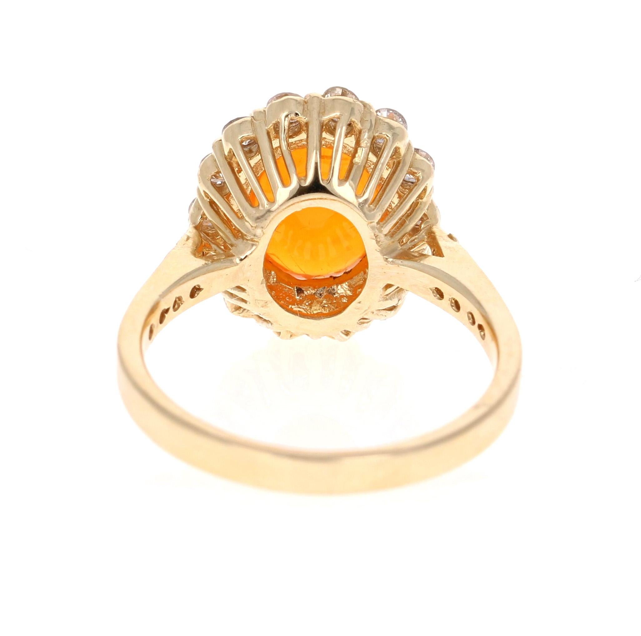 2.84 Carat Oval Cut Ethiopian Opal Diamond Yellow Gold Ring In New Condition For Sale In Los Angeles, CA
