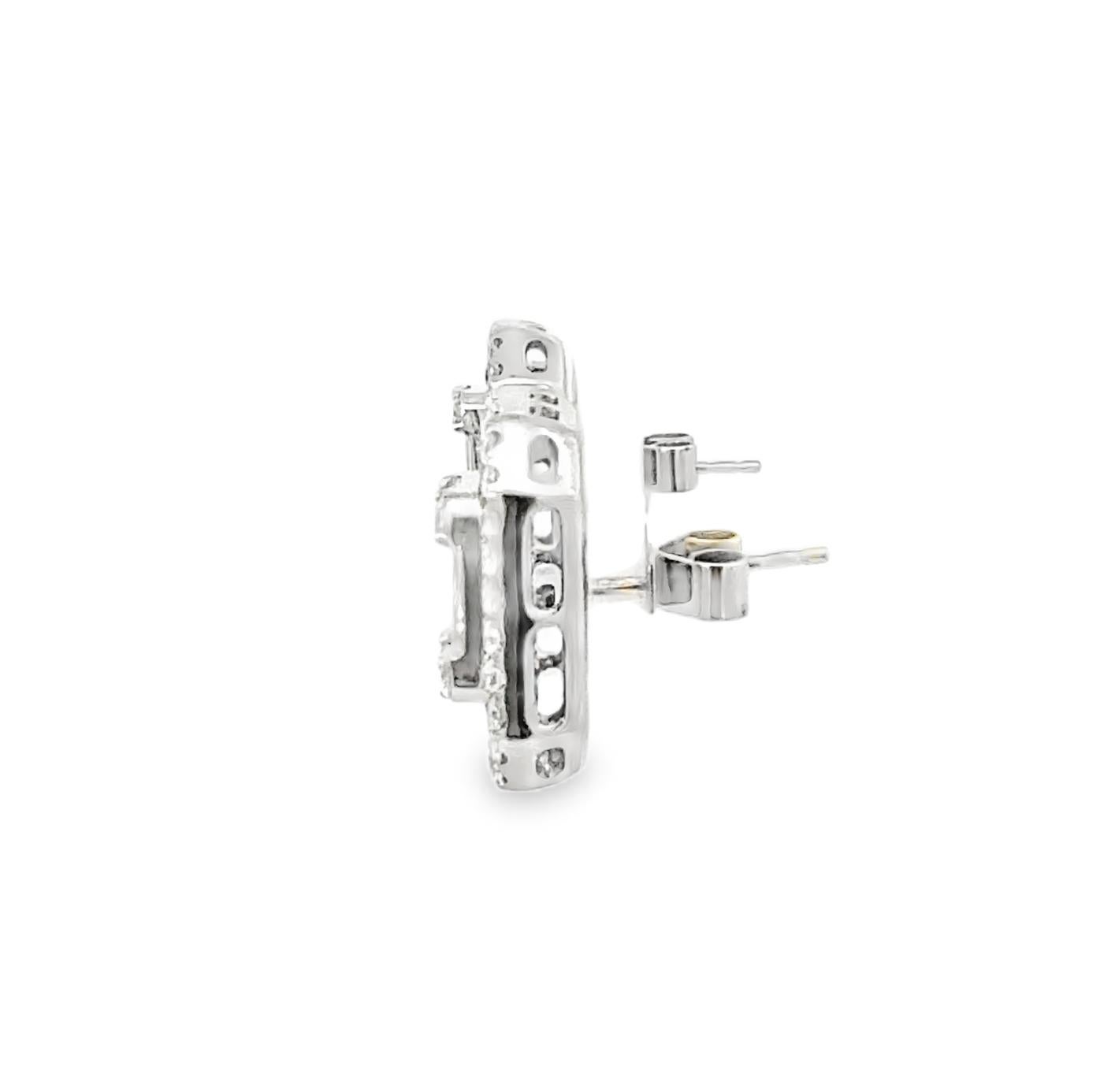 Taille baguette 2.84 Carat Sapphire and 2.33 Carat Diamond Stud Earrings en vente