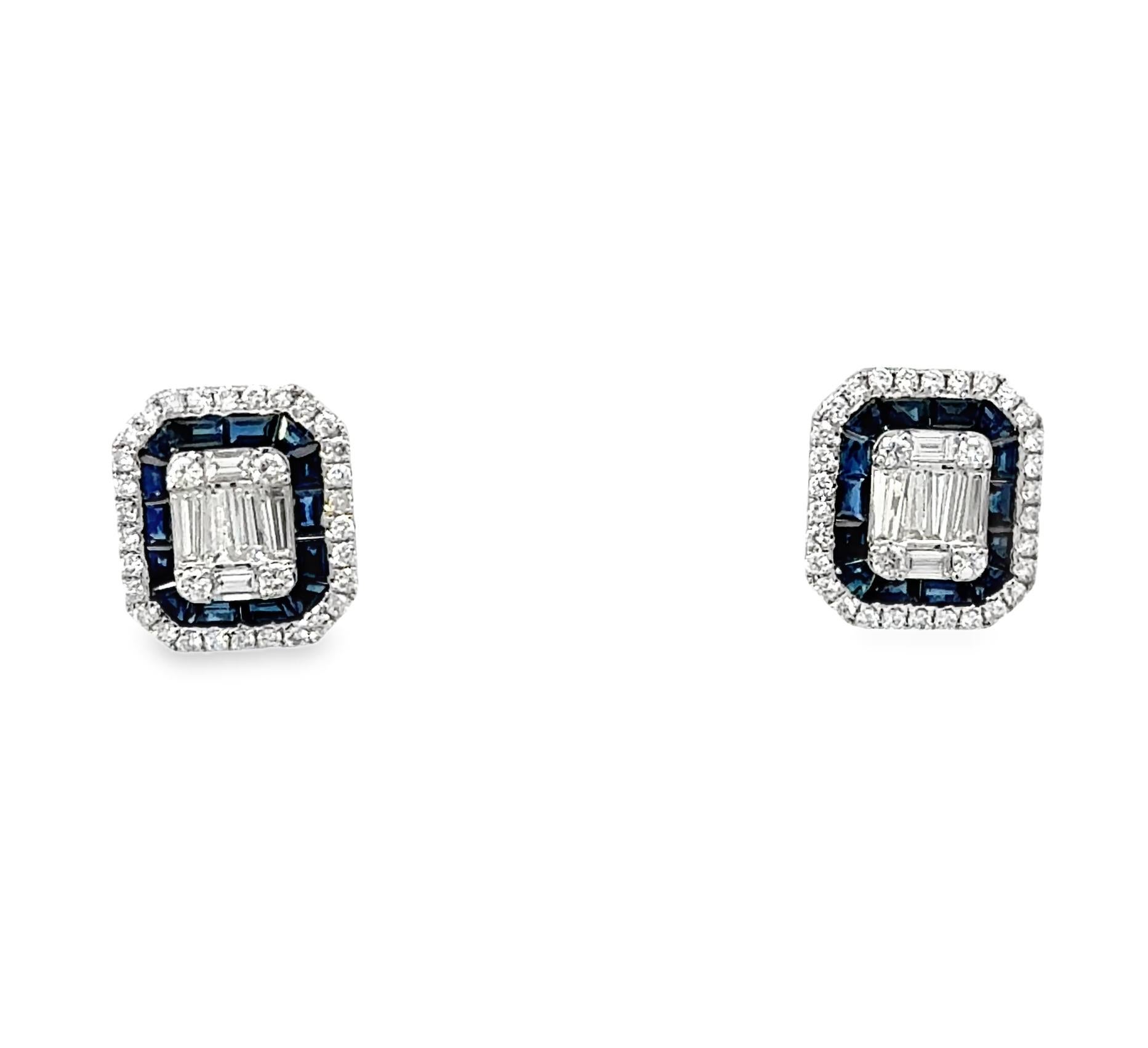 2.84 Carat Sapphire and 2.33 Carat Diamond Stud Earrings Neuf - En vente à Beverly Hills, CA