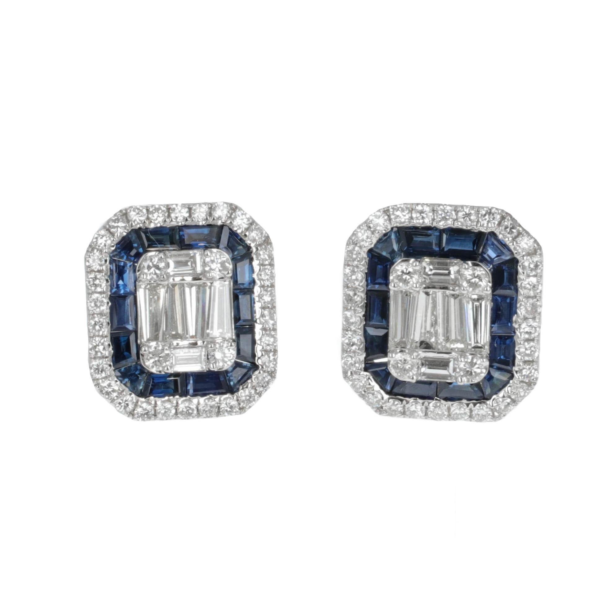 2.84 Carat Sapphire and 2.33 Carat Diamond Stud Earrings en vente 1
