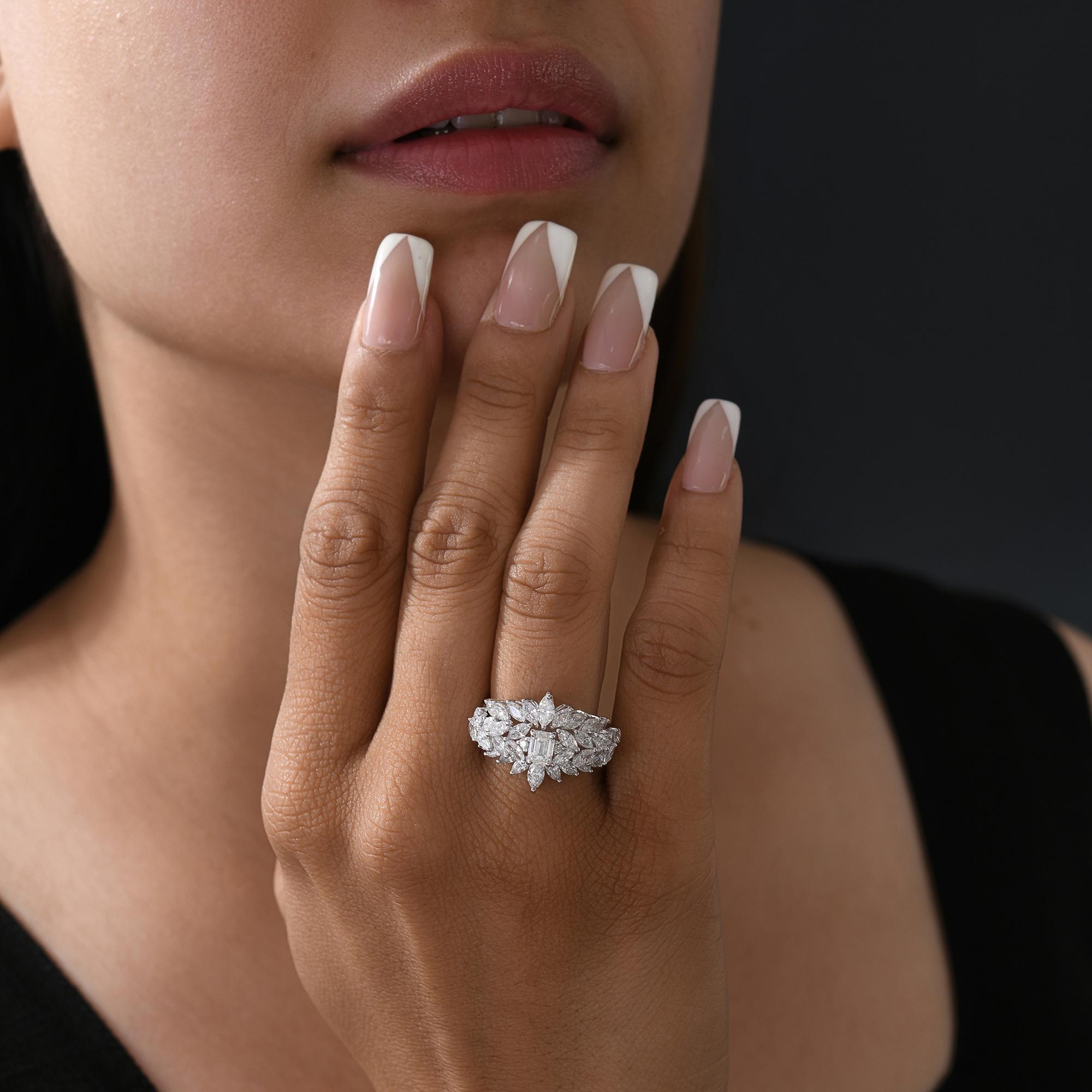 in vendita:  Anello nuziale dichiarato con cluster di diamanti da 2,84 carati SI/H in oro bianco 18 carati 2