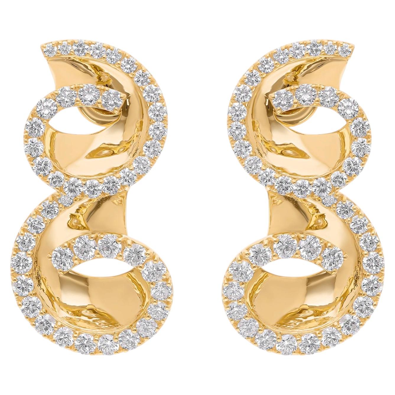2.84 Carat SI/H Round Diamond Designer Earrings 18 Karat Yellow Gold Jewelry