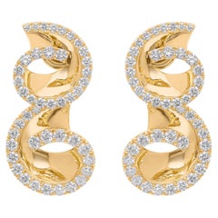 2.84 Carat SI/H Round Diamond Designer Earrings 18 Karat Yellow Gold Jewelry