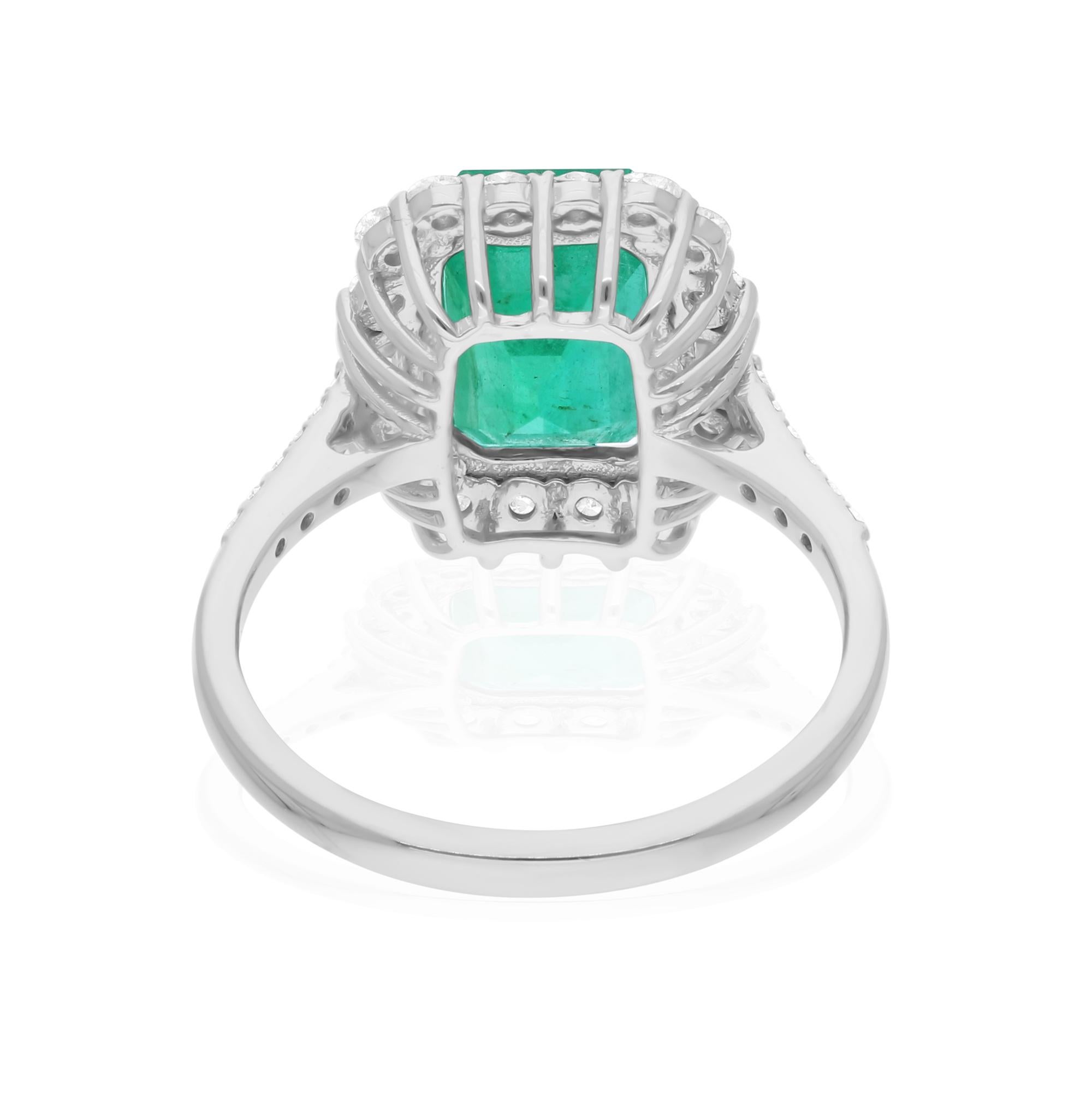 Cast from 14-karat gold, these exquisite ring is handset with 2.84 carats Zambian emerald and 0.62 carats of sparkling diamonds.

The ring is a size 7 US and may be resized to larger or smaller upon request. FOLLOW SPECTRUM JEWELS storefront to view
