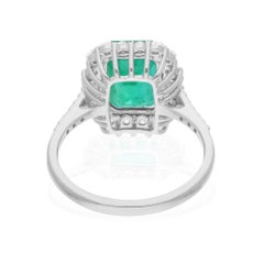 2.84 Carat Zambian Emerald Ring 0.62 Ct SI/H Diamond 14 Karat White Gold Jewelry