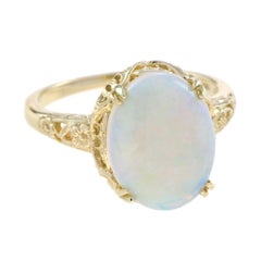 2.84 Ct. Opal Filigree Ring in 14K Yellow Gold