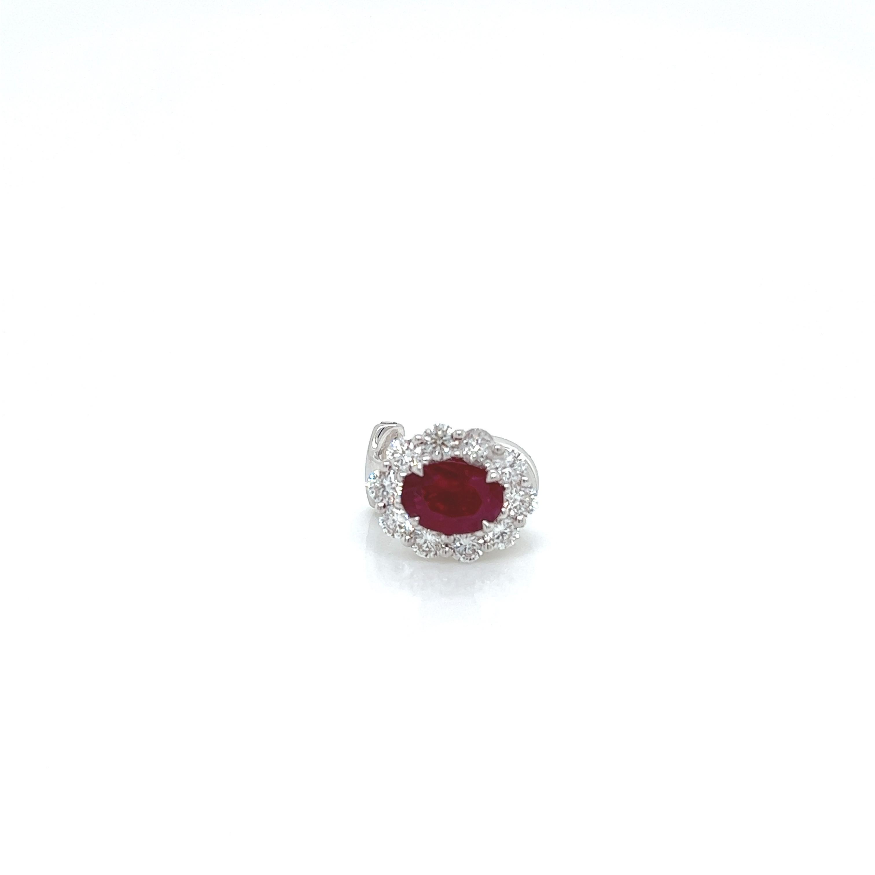 2.84 Total Carat Ruby and Diamond Earrings in 18K White Gold In New Condition For Sale In New York, NY