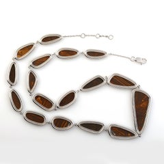 28.41 ct Ethiopian Opal Chain Necklace With Diamonds Made In 18k White Gold