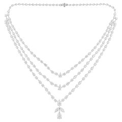 28.45 Quilates SI Claridad HI Color Collar de Diamantes Multiforma Oro Blanco 14 Kilates
