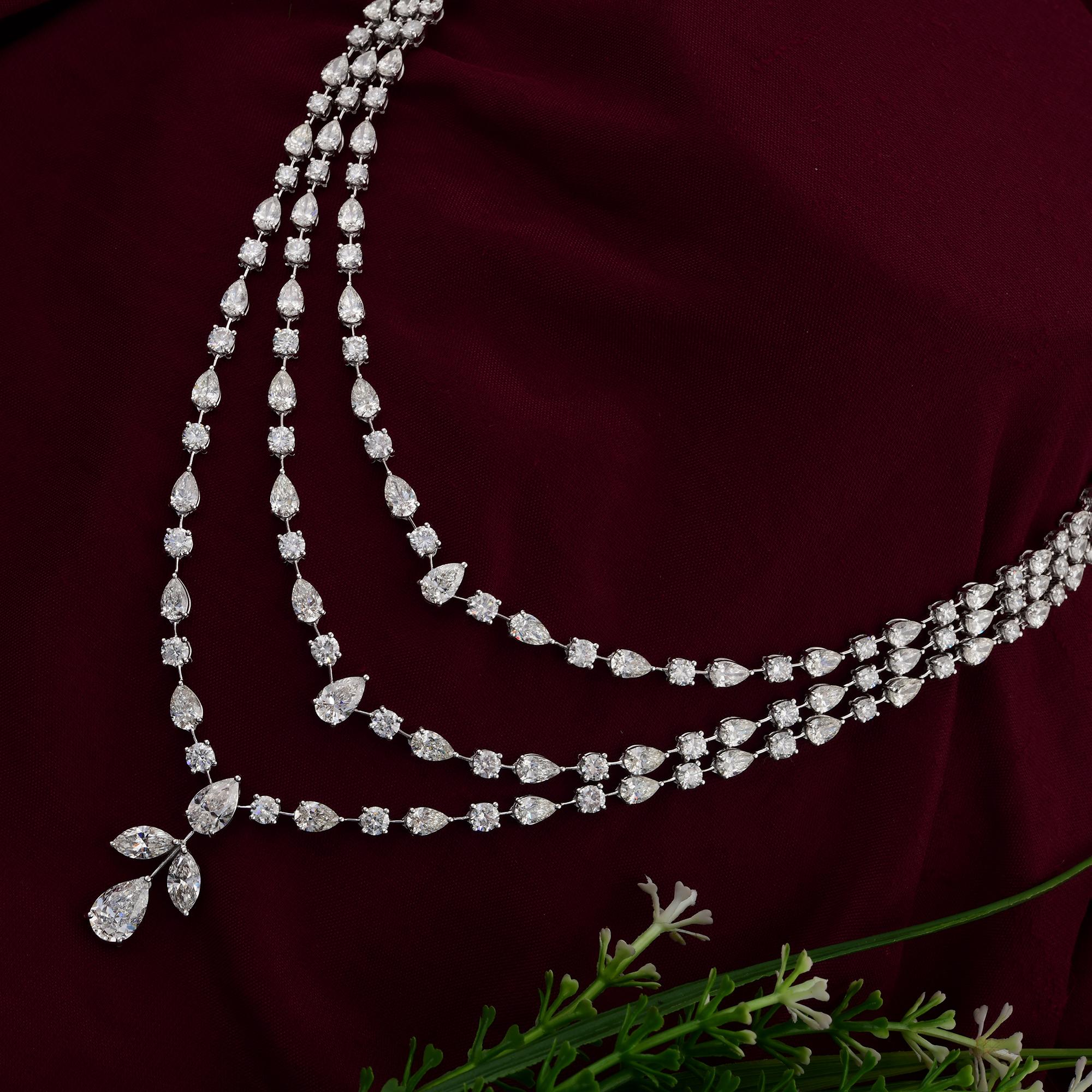 28.45 Karat SI Reinheit HI Farbe Multi Form Diamant-Halskette 18 Karat Weißgold (Moderne) im Angebot
