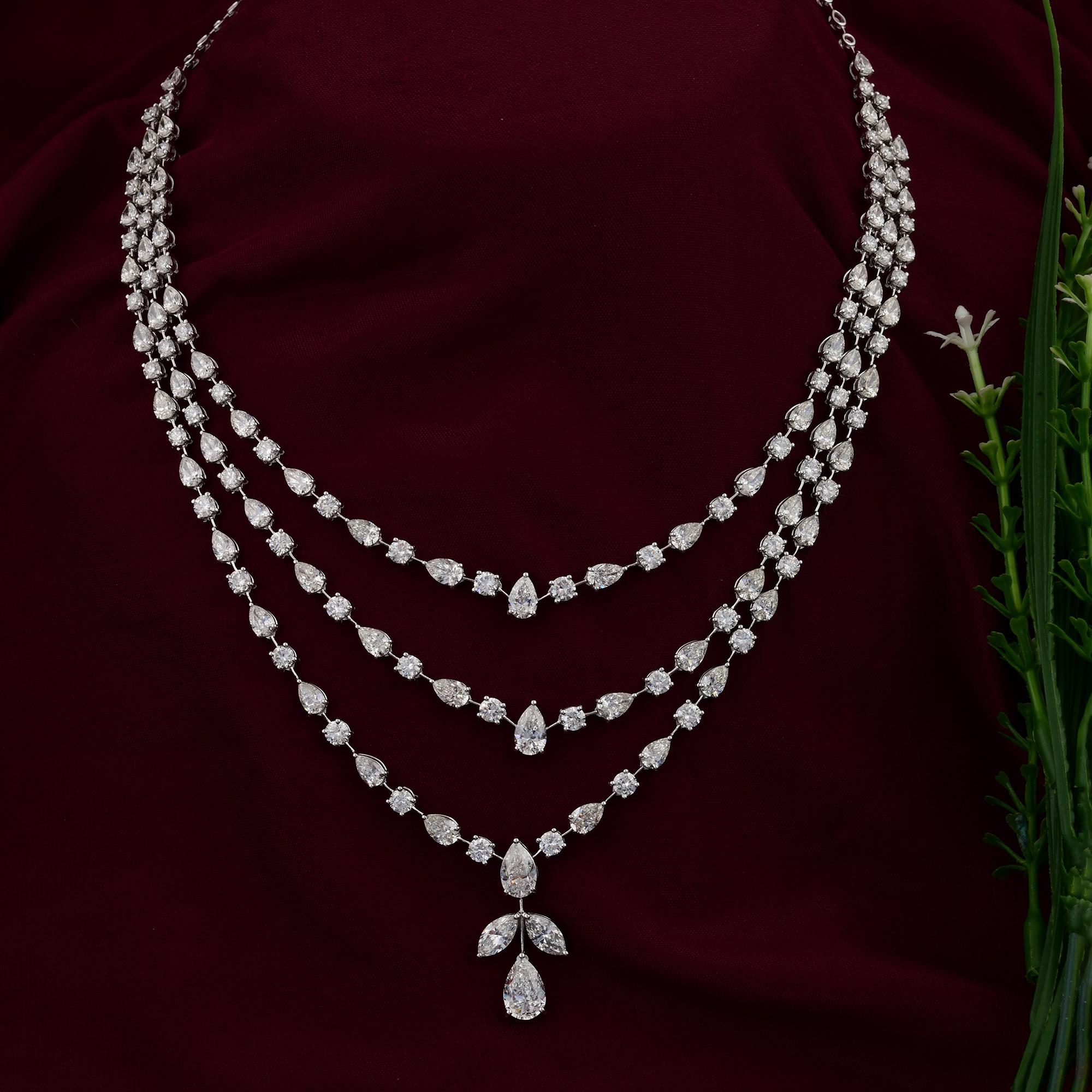 28.45 Karat SI Reinheit HI Farbe Multi Form Diamant-Halskette 18 Karat Weißgold (Marquiseschliff) im Angebot
