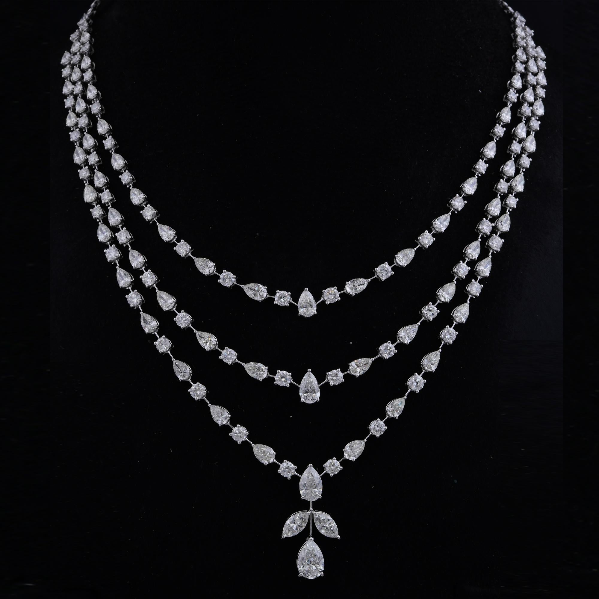 28.45 Karat SI Reinheit HI Farbe Multi Form Diamant-Halskette 18 Karat Weißgold Damen im Angebot
