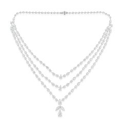 28.45 Carat SI Clarity HI Color Multi Shape Diamond Necklace 18 Karat White Gold