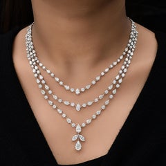 28,45Ct SI/H Collana Multifilare di Diamanti Naturali in Oro Bianco 14 Karati