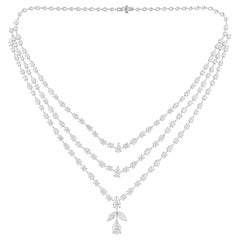 28,45Ct SI/H Collana Multifilare di Diamanti Naturali in Oro Bianco 14 Karati
