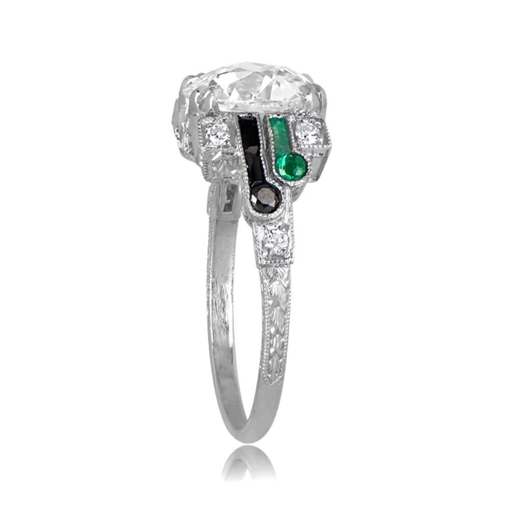 Art Deco 2.84ct Old Euro Diamond Engagement Ring, VS1 Clarity, Platinum For Sale