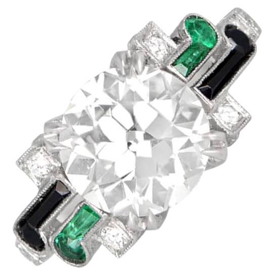 2.84ct Old Euro Diamond Engagement Ring, VS1 Clarity, Platinum