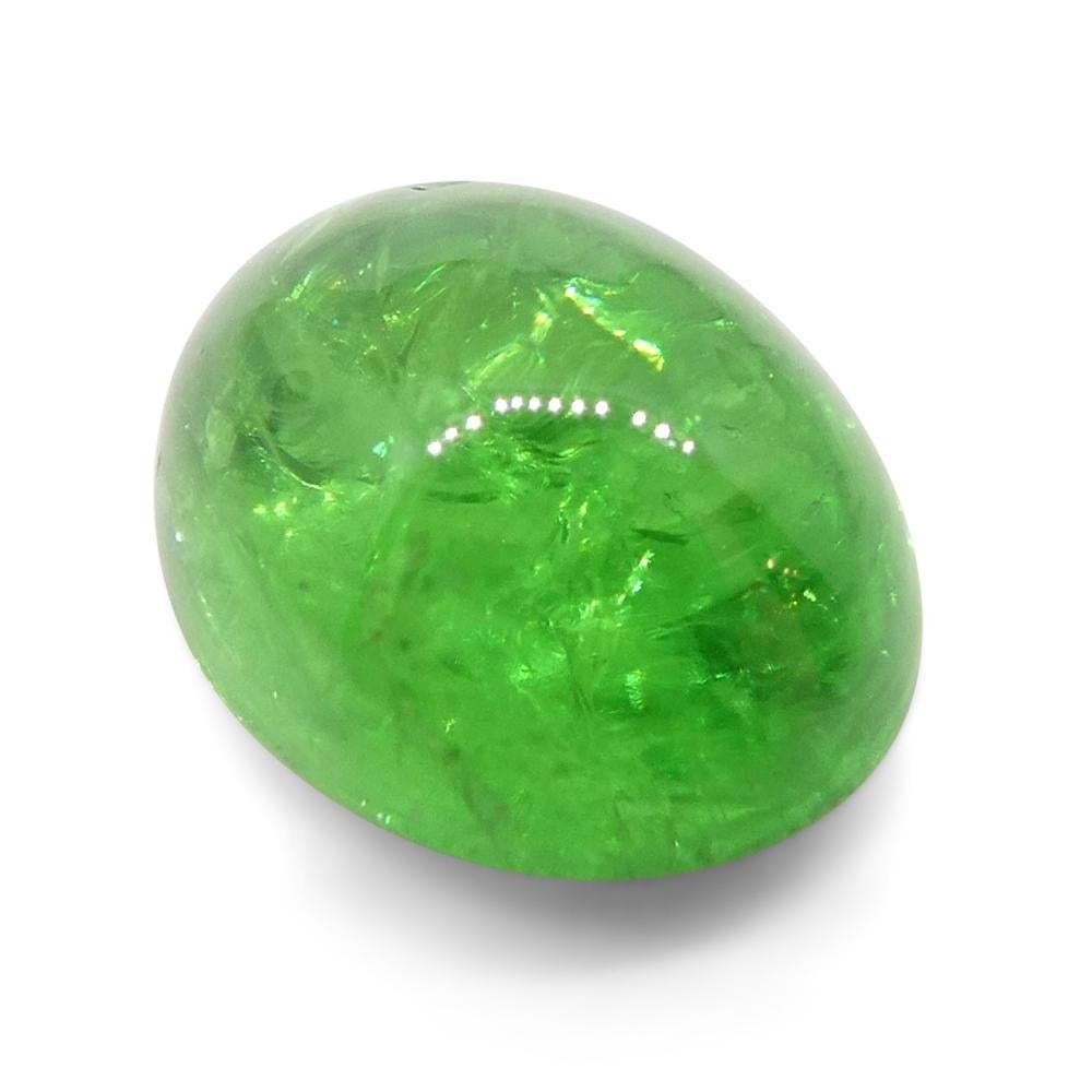 Women's or Men's 2.84ct Oval Cabochon Green Tsavorite Garnet from Kenya, Unheated For Sale