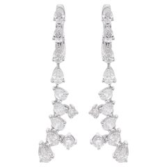 2.84Ct Boucles d
oreilles poire et diamant rond en or blanc 14 carats Bijoux fins