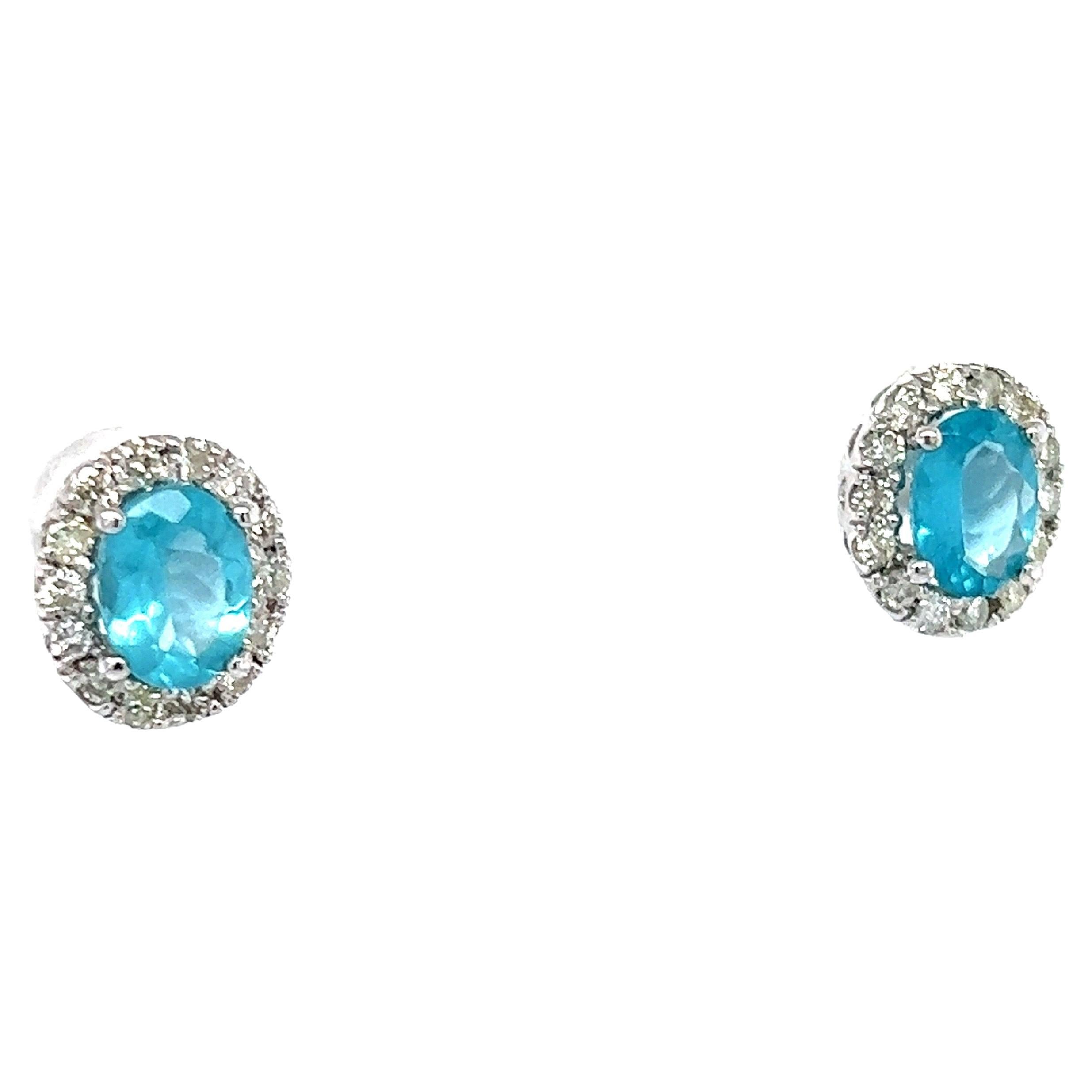 2.85 Natural Apatite Diamond White Gold Earrings For Sale