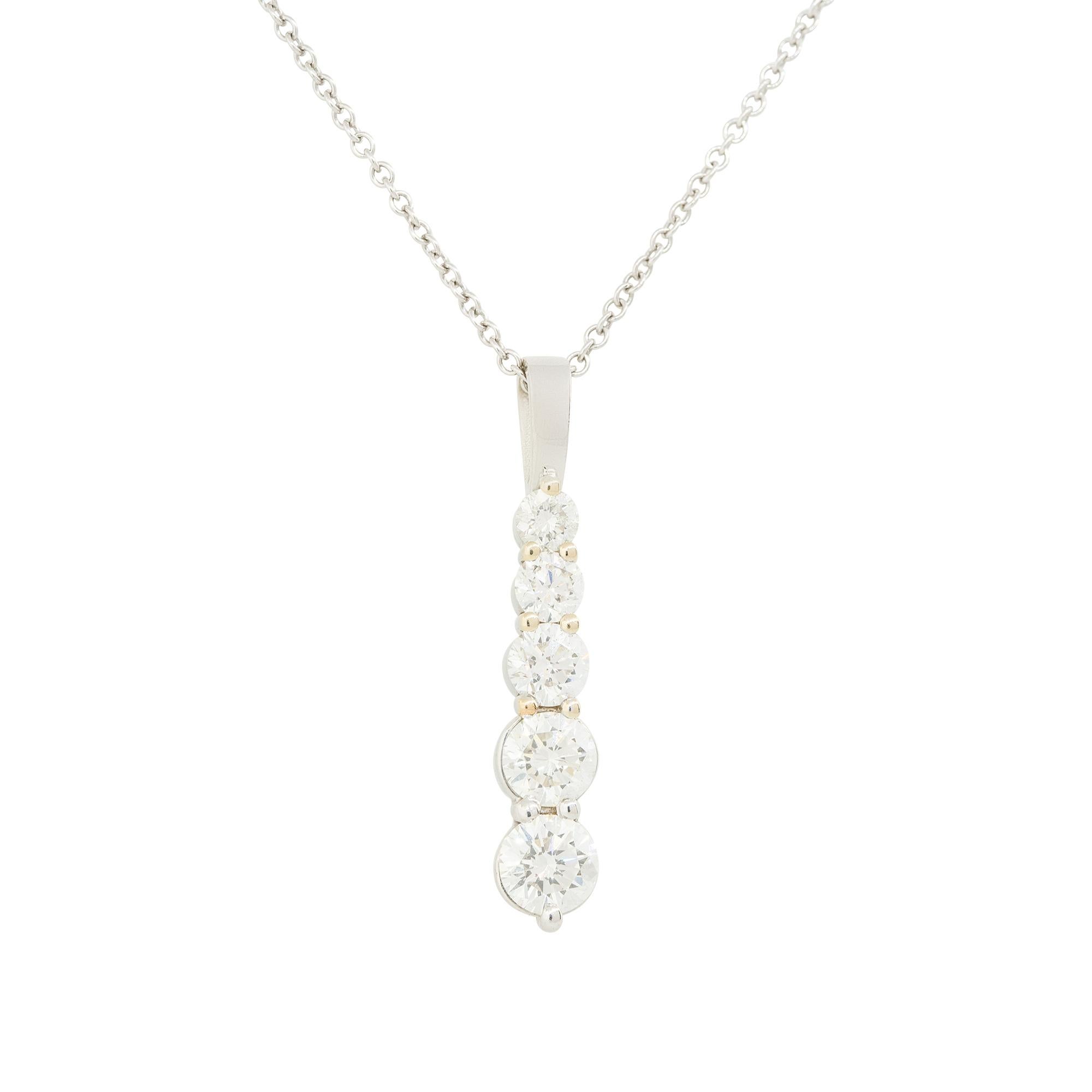 Material: 18k White Gold
Diamond Details: Approx. 2.85ctw of Round Brilliant Cut Diamonds. Diamonds are H/I in color and SI in clarity
Clasps: Lobster Claw Clasp
Total Weight: 3.9dwt
Length: Adjustable Chain
Additional Details: This item comes with