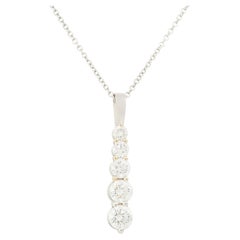 2.85 Carat 5 Diamond Drop Pendant Necklace 18 Karat in Stock