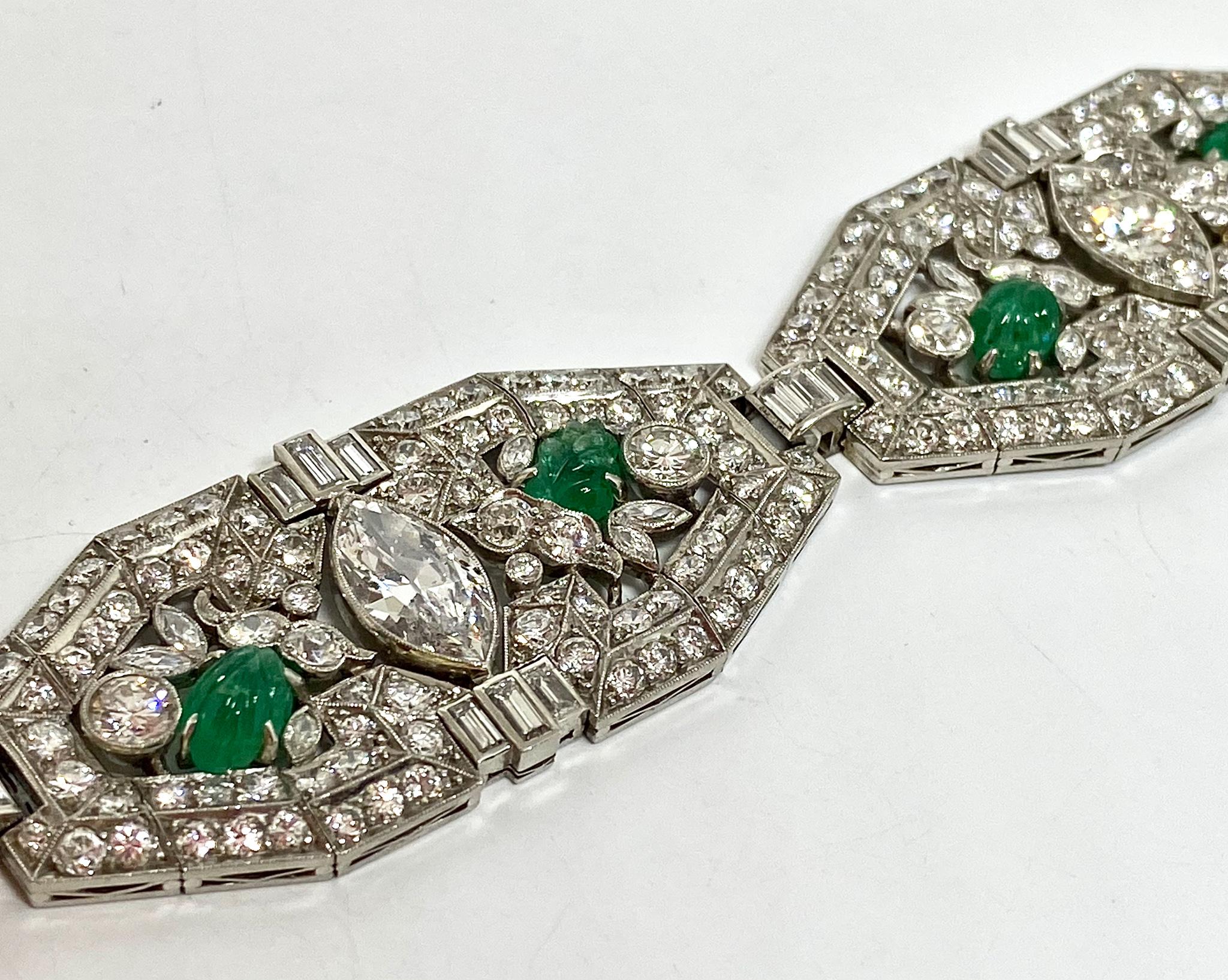 28.5 Carat Diamond and Emerald Antique Estate Bracelet In New Condition For Sale In Houston, TX