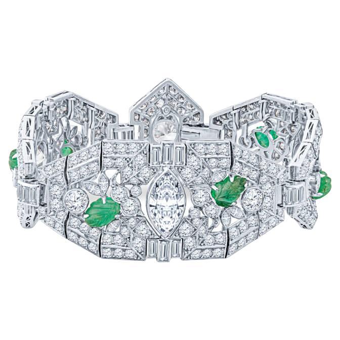 28.5 Carat Diamond and Emerald Antique Estate Bracelet For Sale