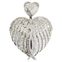 2.85 Carat Diamond Heart Shape Pendant 14 Karat White Gold 2.85 Carat Diamond Heart Shape Pendant 14 Karat White Gold