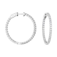 Conflict Free Diamond Hoop Earrings 2.85 Carats in 14kt Gold