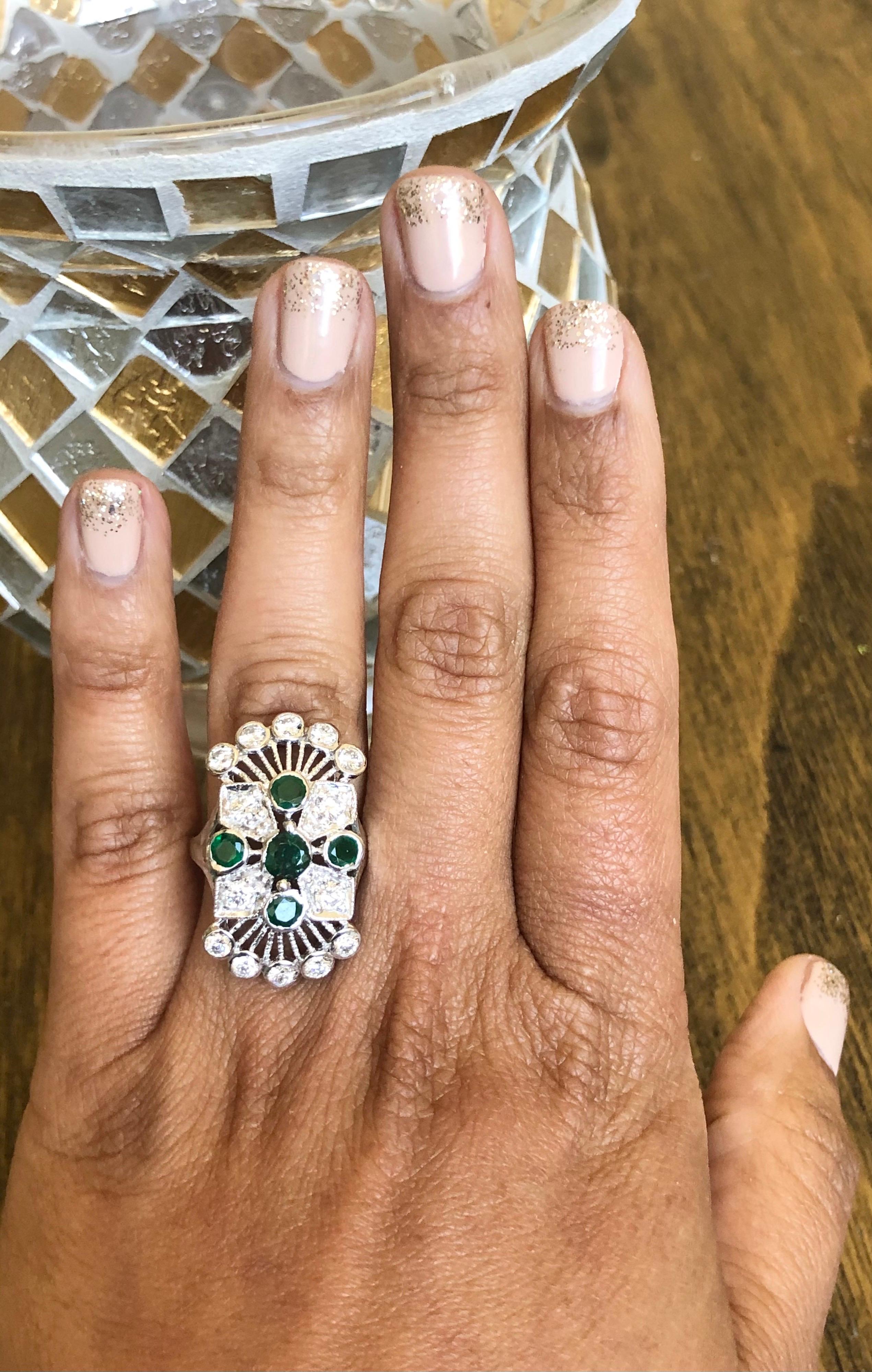 2.85 Carat Emerald Diamond White Gold Cocktail Ring For Sale 4