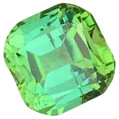 2.85 Carat Natural Bright Green Loose Tourmaline Cushion Shape Gem For Jewellery
