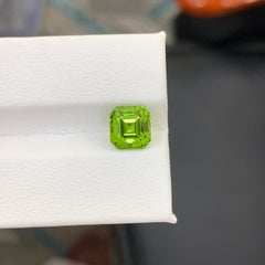 2.85 Carat Natural Loose Apple Green Peridot Asscher Cut Pakistani Gemstone