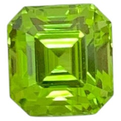 2.85 Carat Natural Loose Apple Green Peridot Asscher Cut Pakistani Gemstone