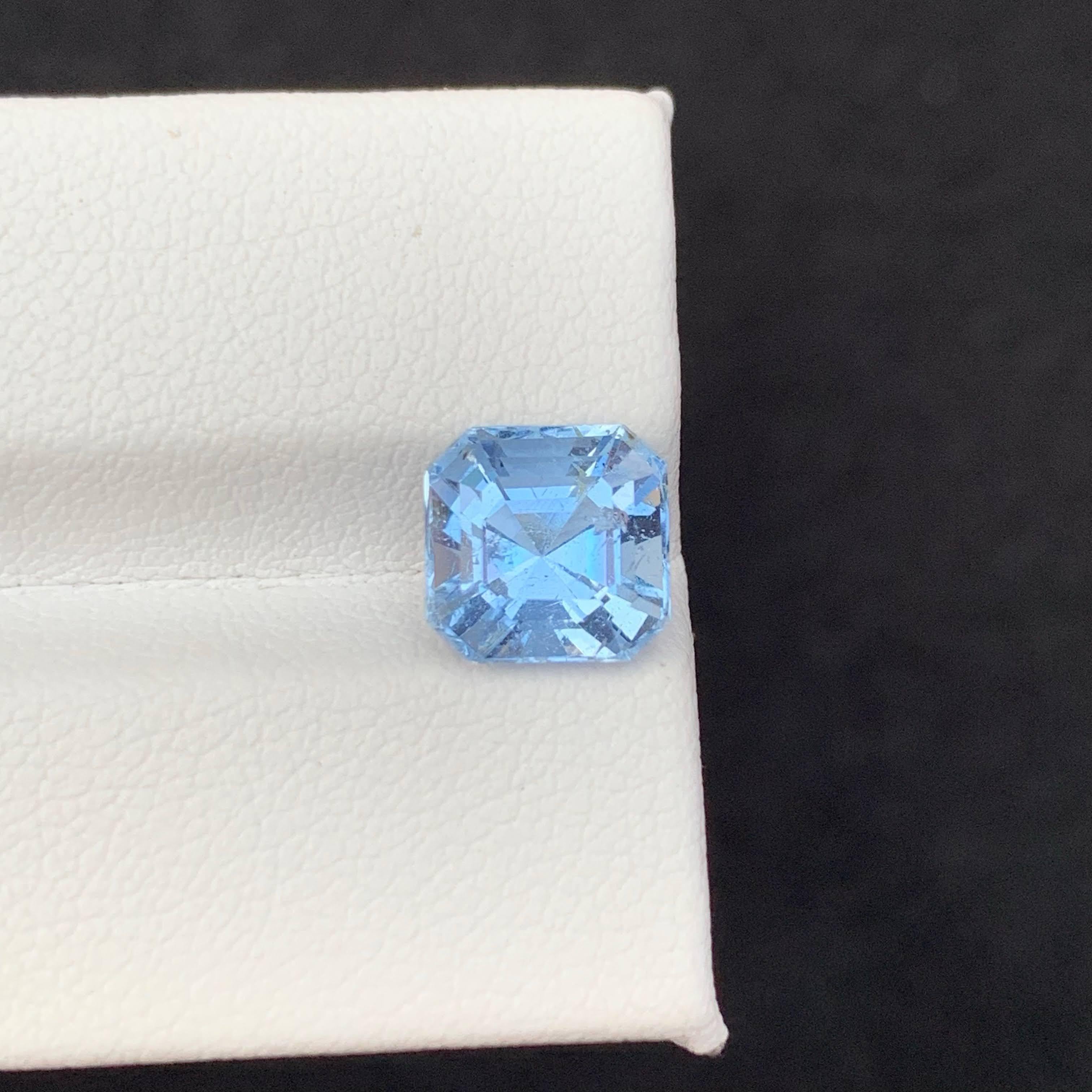 da uomo o donna 2.85 Carati di Acquamarina Blu Goshenite sciolta Nature Taglio Asscher Gemma Pakistan in vendita