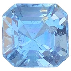 2.85 Carat Natural Loose Blue Goshenite Aquamarine Asscher Cut Pakistan Gemstone