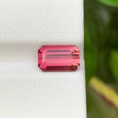 2.85 Carat Natural Loose Bubblegum Pink Tourmaline Emerald Cut Afghan Gemstone