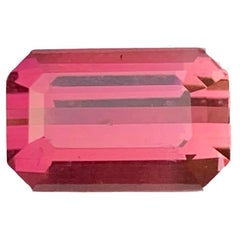 2.85 Carat Natural Loose Bubblegum Pink Tourmaline Emerald Cut Afghan Gemstone