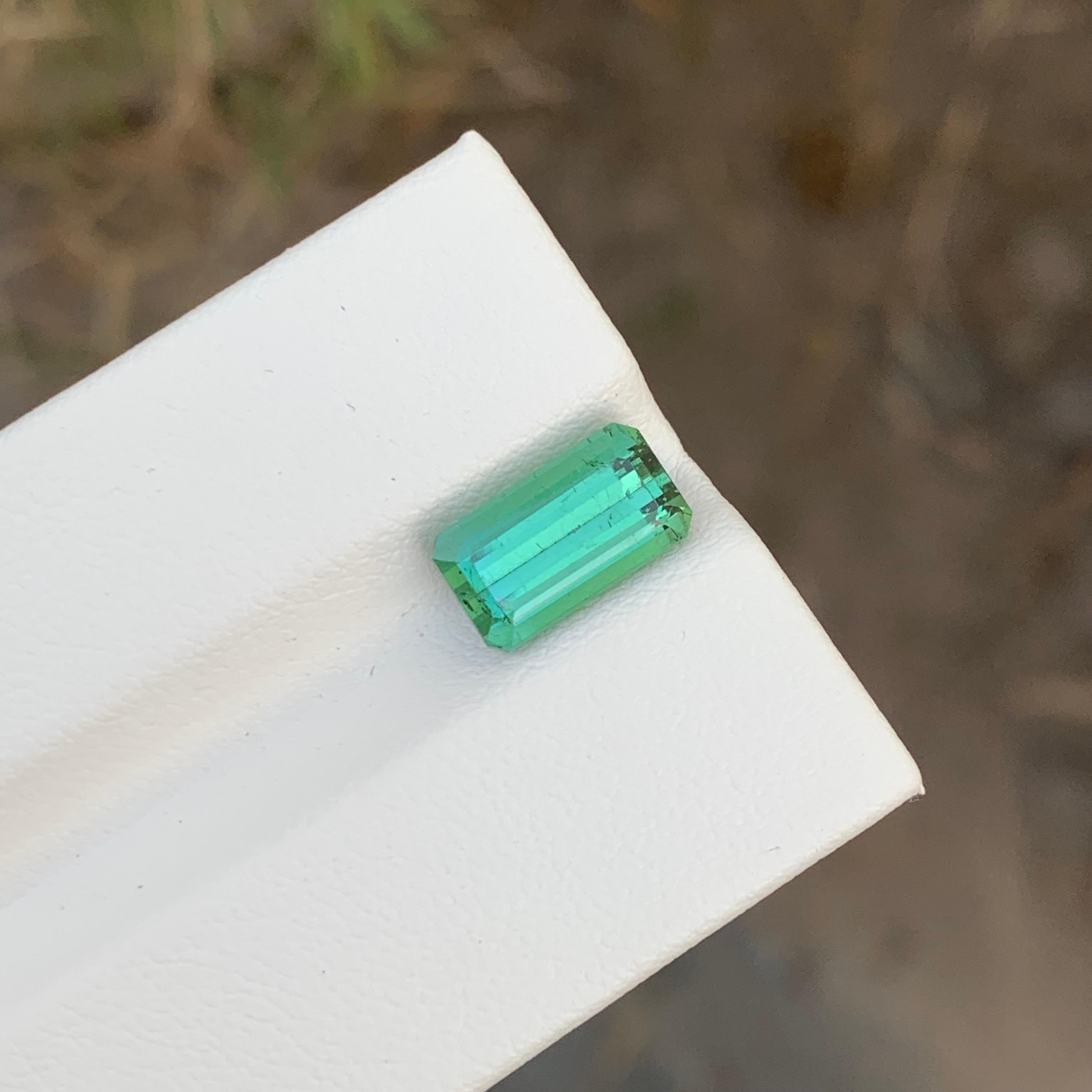 2.85 Carat Natural Loose Mint Tourmaline Emerald Shape Gem For Ring  For Sale 5