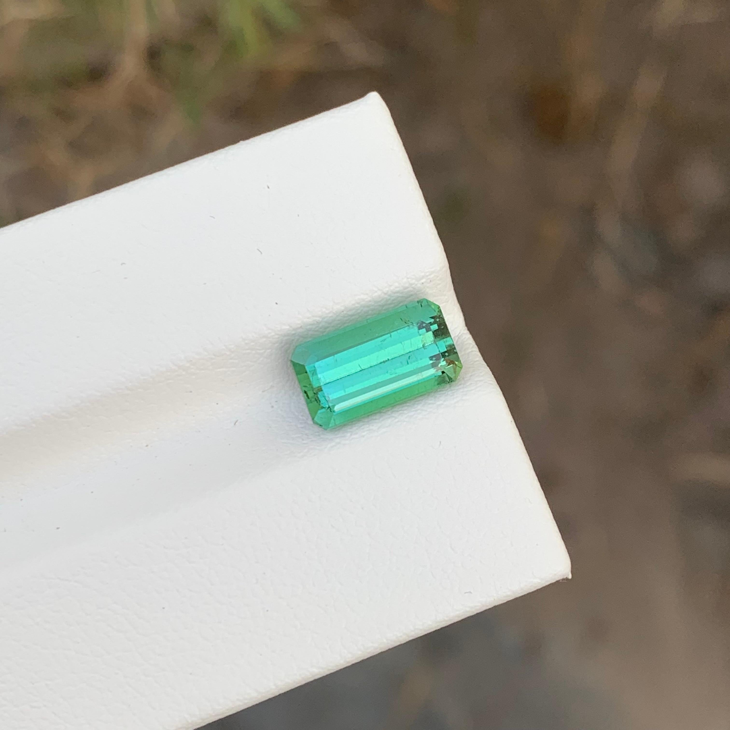 2.85 Carat Natural Loose Mint Tourmaline Emerald Shape Gem For Ring  For Sale 6
