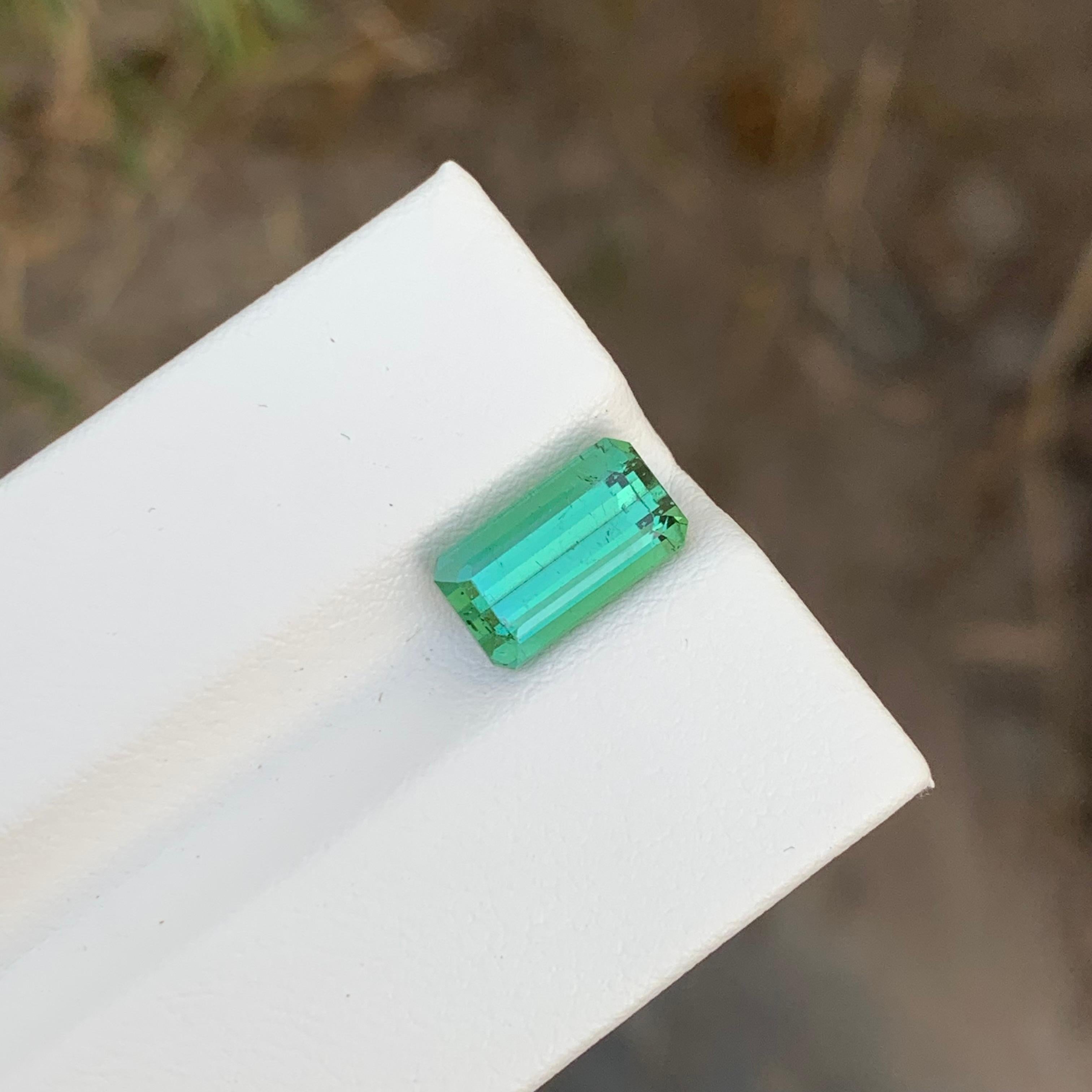 2.85 Carat Natural Loose Mint Tourmaline Emerald Shape Gem For Ring  For Sale 3