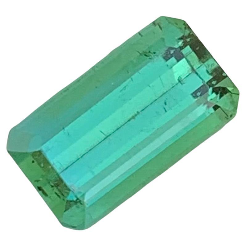 2.85 Carat Natural Loose Mint Tourmaline Emerald Shape Gem For Ring  For Sale