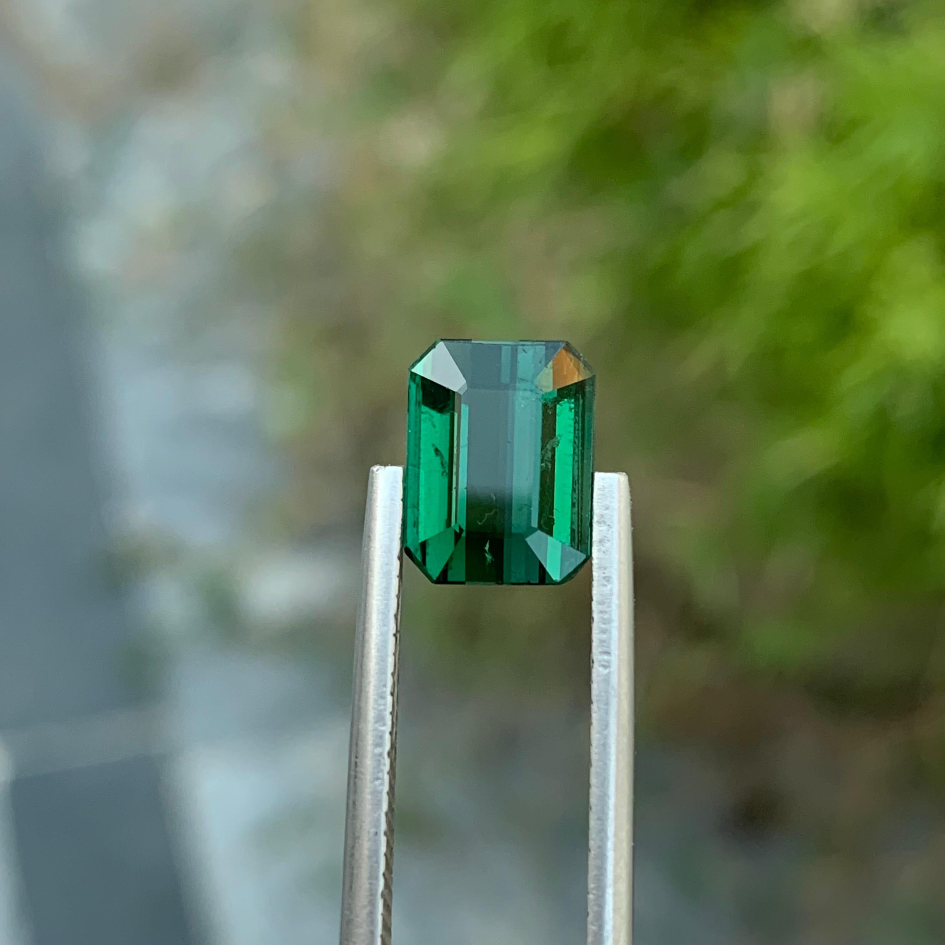 2.85 Carat Natural Loose Green Tourmaline Emerald Shape Gem From Earth Mine For Sale 5