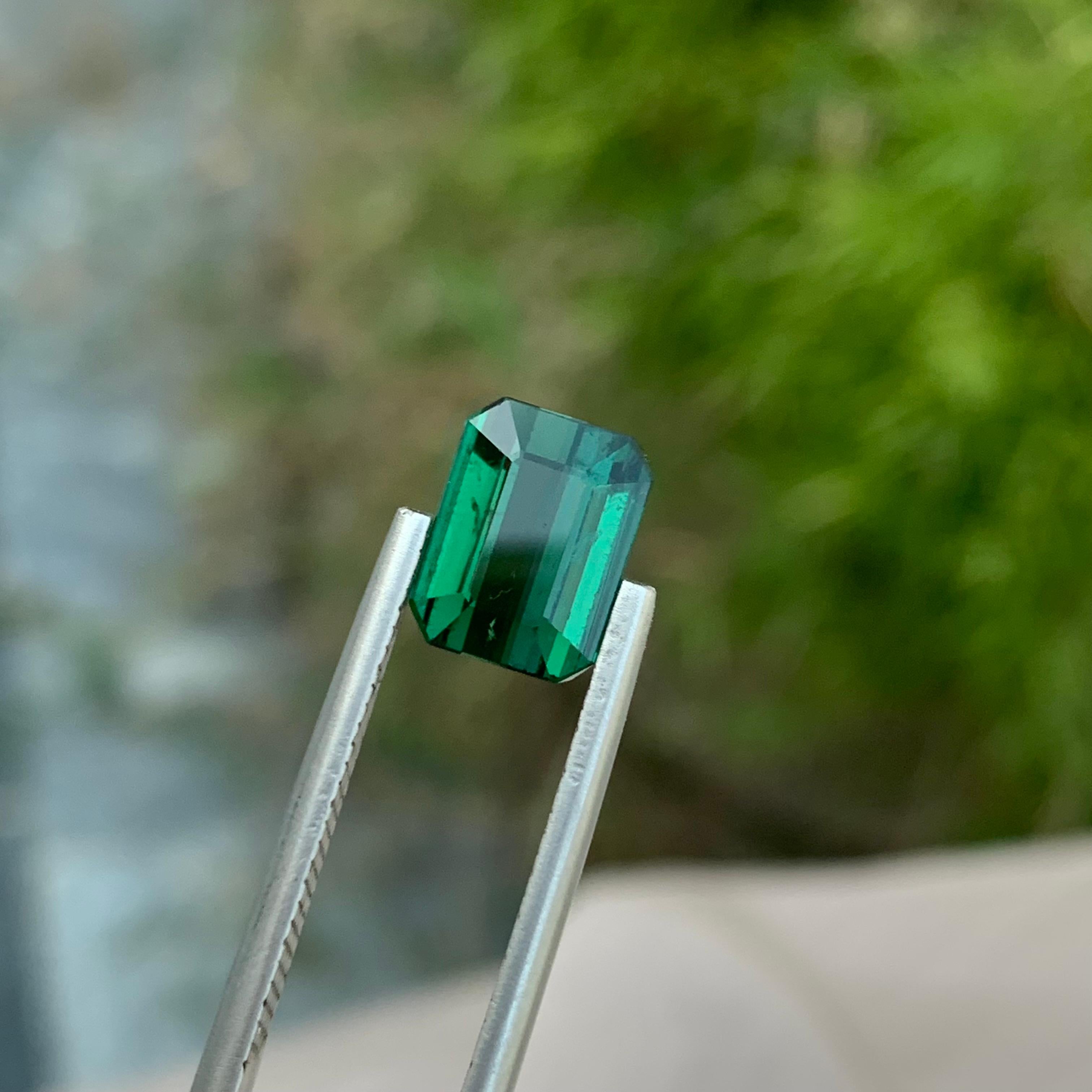 Arts and Crafts 2.85 Carat Natural Loose Green Tourmaline Emerald Shape Gem From Earth Mine For Sale
