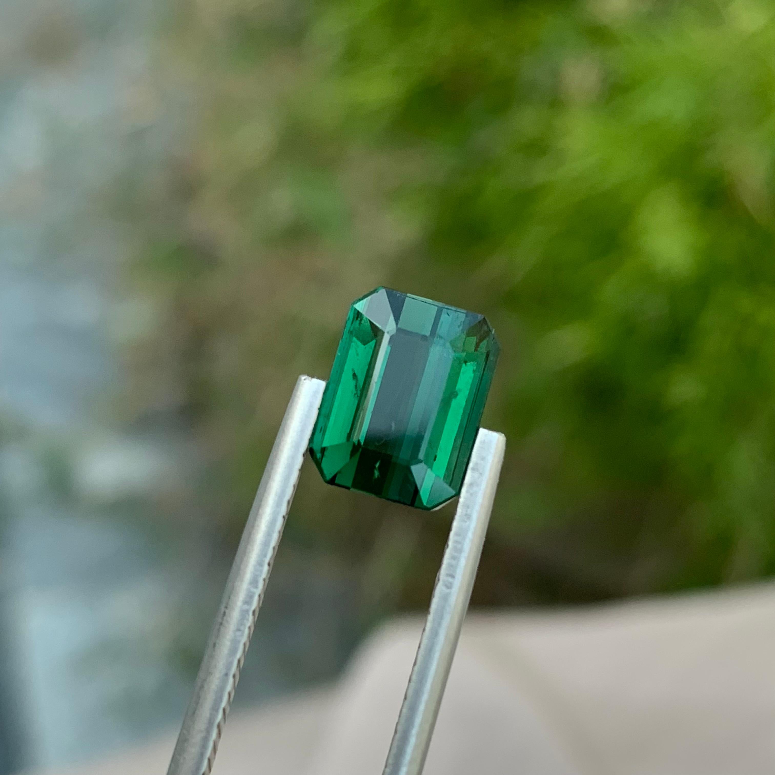 Emerald Cut 2.85 Carat Natural Loose Green Tourmaline Emerald Shape Gem From Earth Mine For Sale