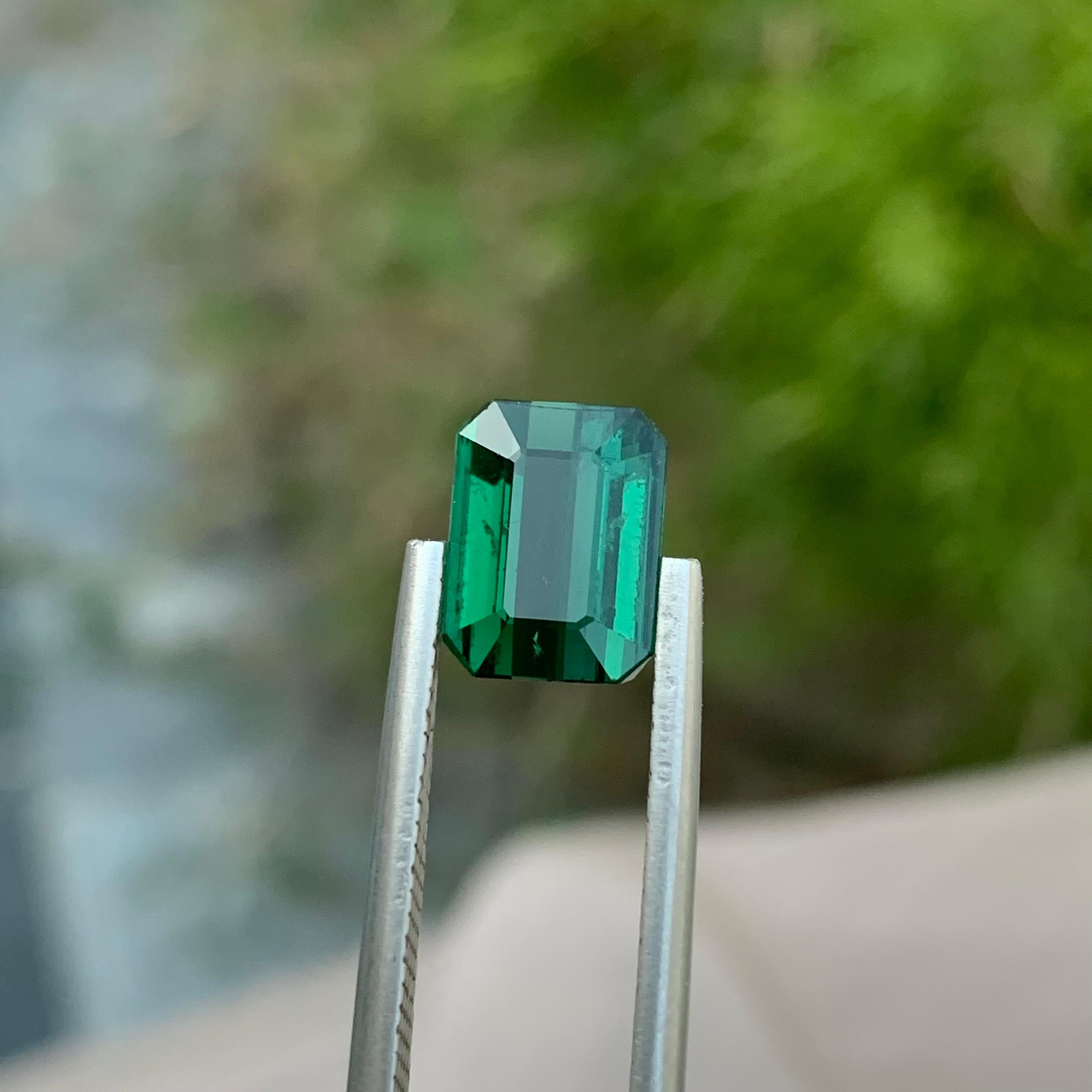 Women's or Men's 2.85 Carat Natural Loose Green Tourmaline Emerald Shape Gem From Earth Mine For Sale