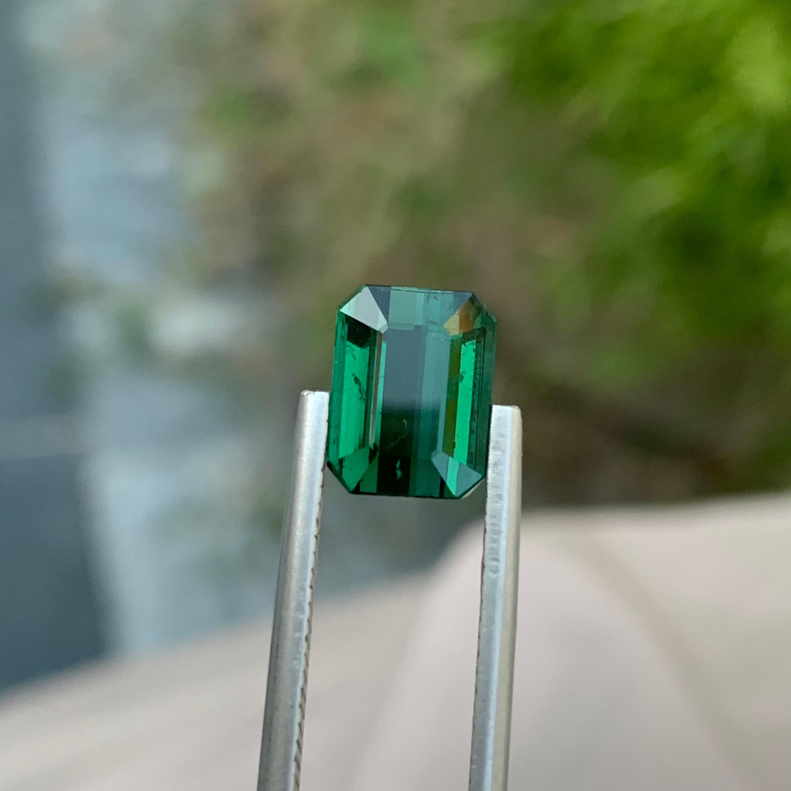 2.85 Carat Natural Loose Green Tourmaline Emerald Shape Gem From Earth Mine For Sale 2