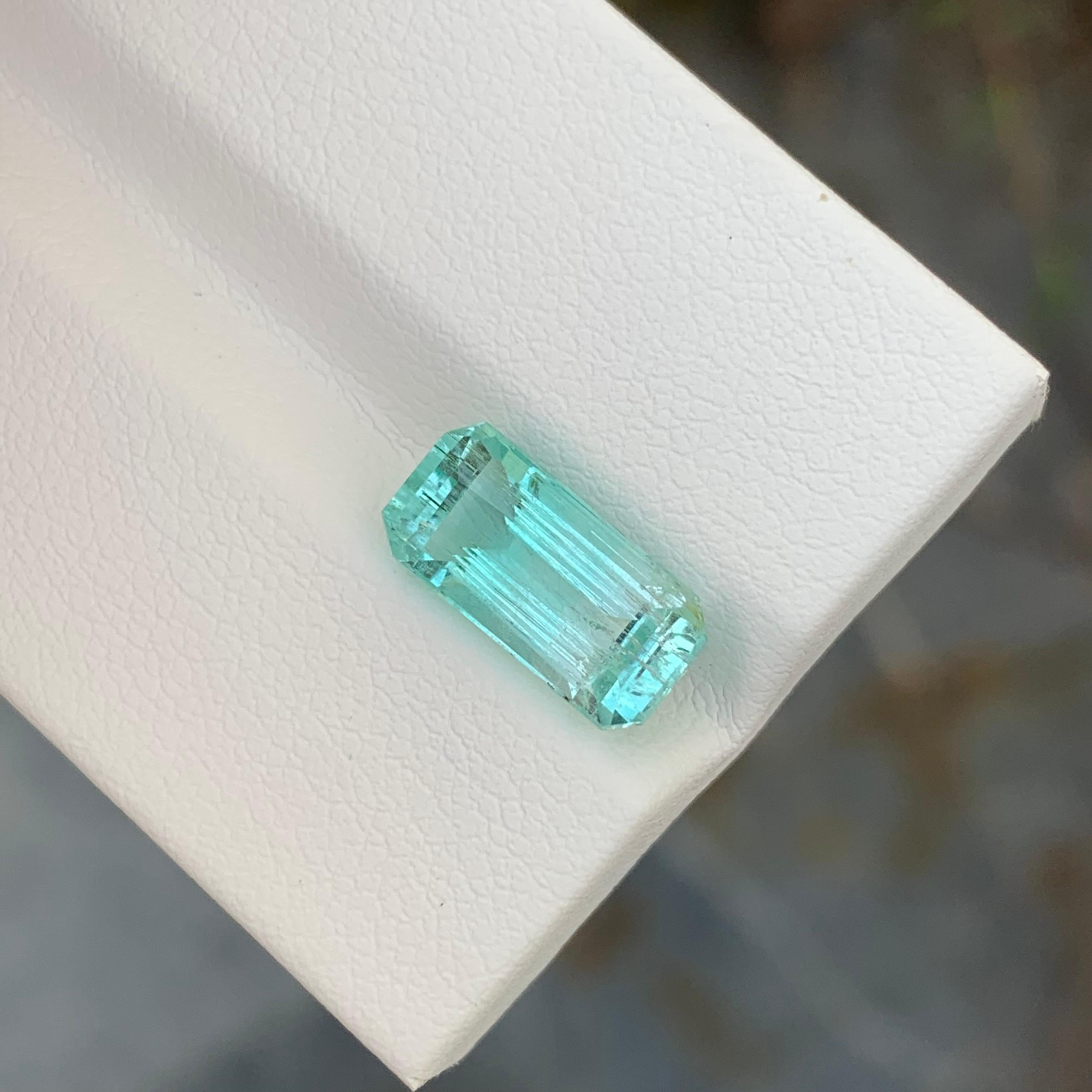 Emerald Cut 2.85 Carat Natural Loose Light Green Emerald From Chitral, Pakistan  For Sale