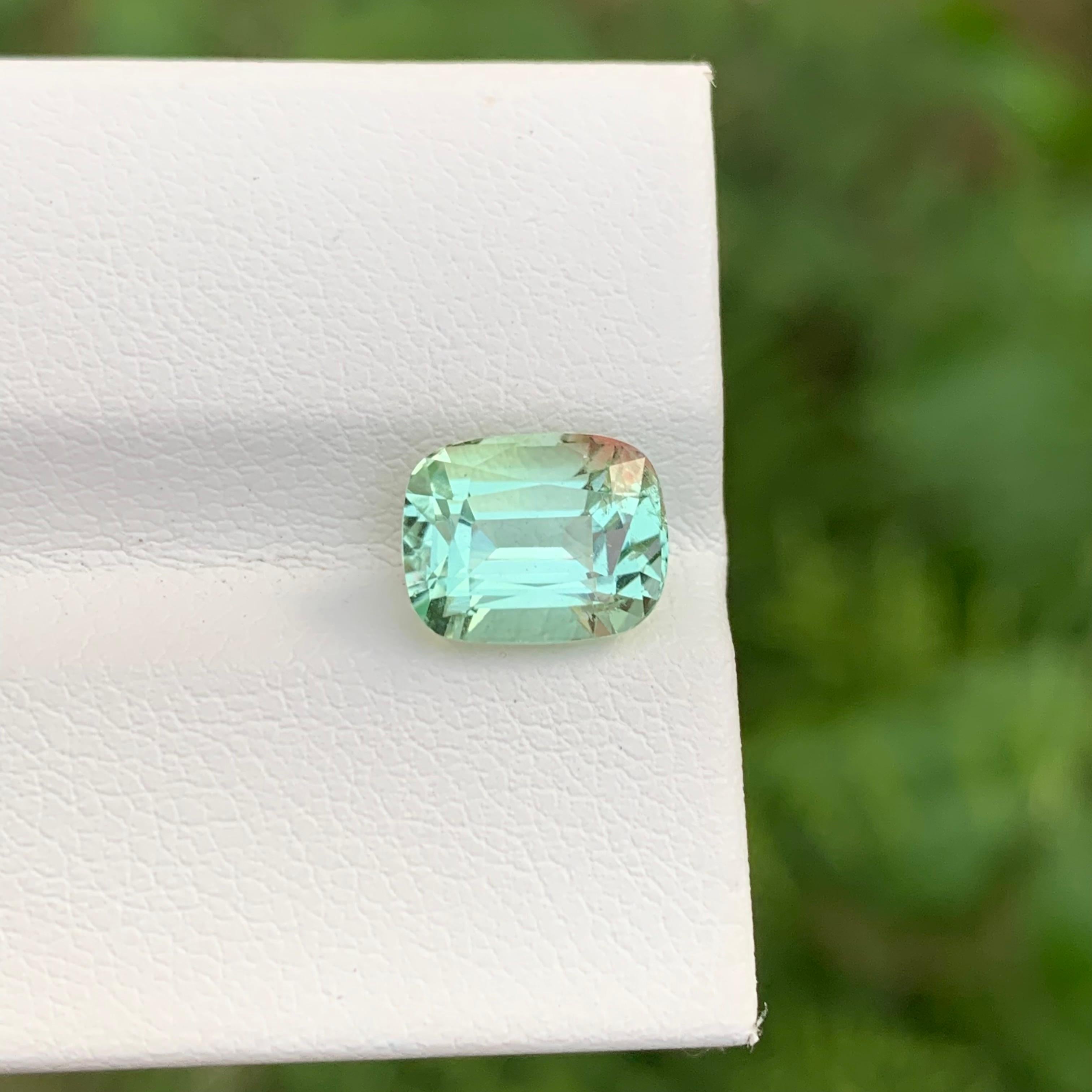 Arts and Crafts 2.85 Carat Natural Loose Mint Tourmaline With Pink Dot Gemstone For Ring
