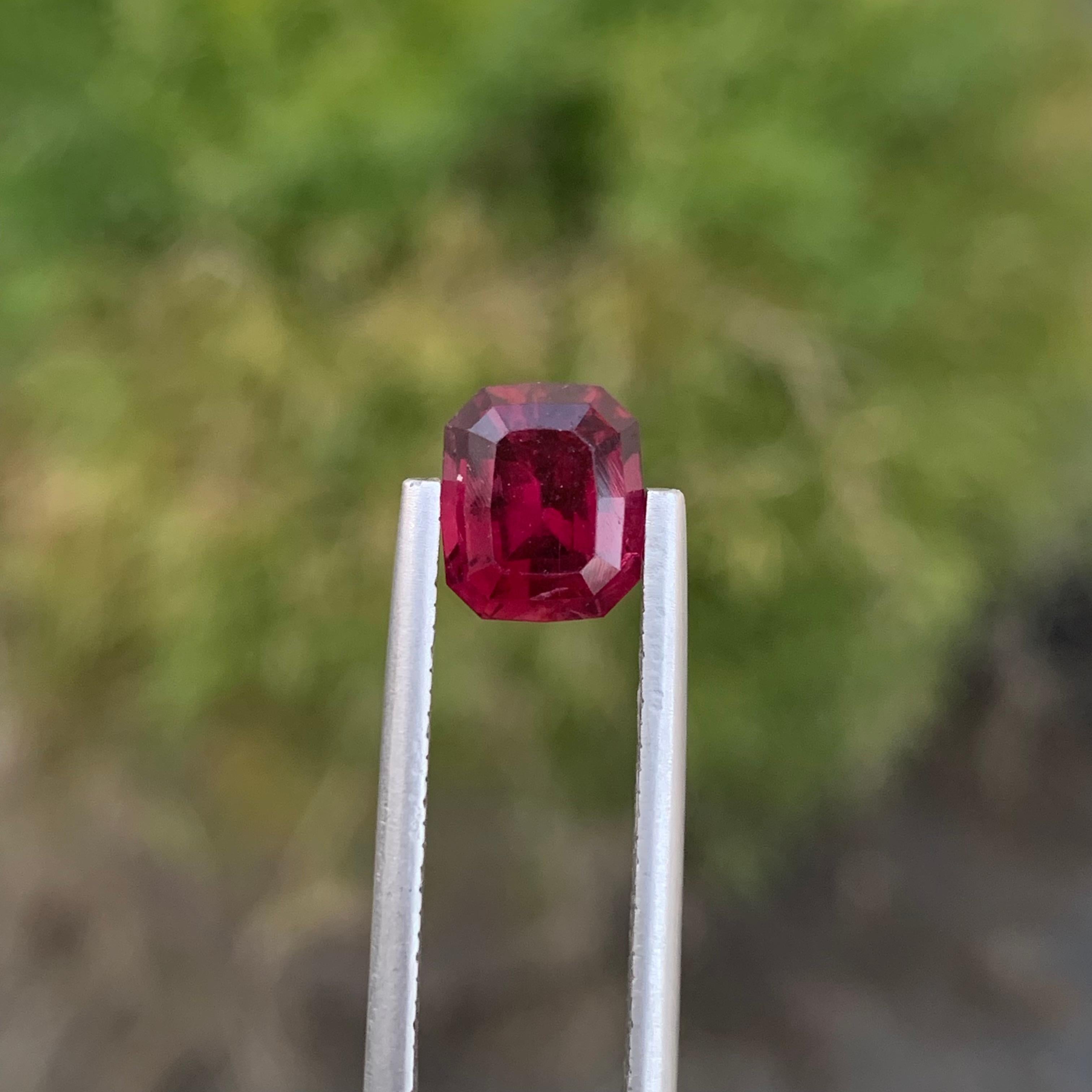 Arts and Crafts 2.85 Carat Natural Loose Rhodolite Garnet Emerald Shape Gem For Jewellery For Sale
